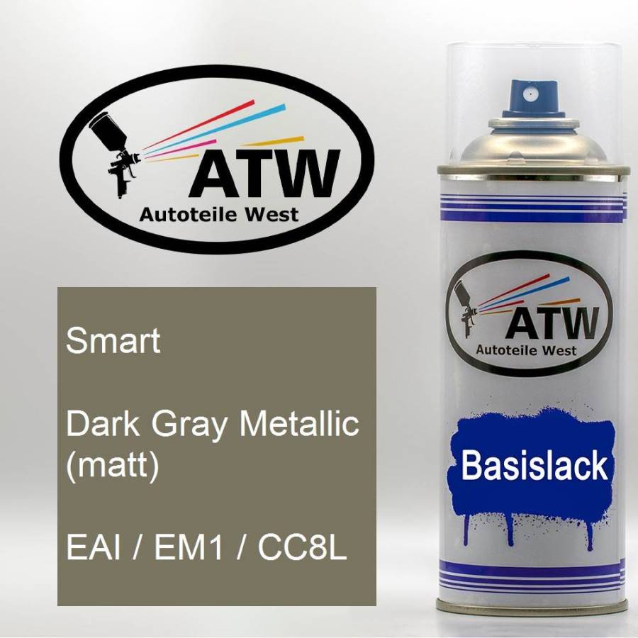 Smart, Dark Gray Metallic (matt), EAI / EM1 / CC8L: 400ml Sprühdose, von ATW Autoteile West.